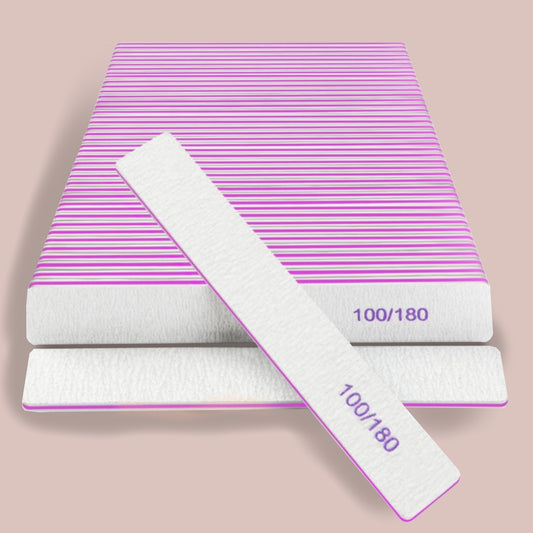 Professional 30 Pack Nail Files – 100/180 Grit Double-Sided Emery Boards for Natural & Acrylic Nails, Durable Reusable Manicure Tools